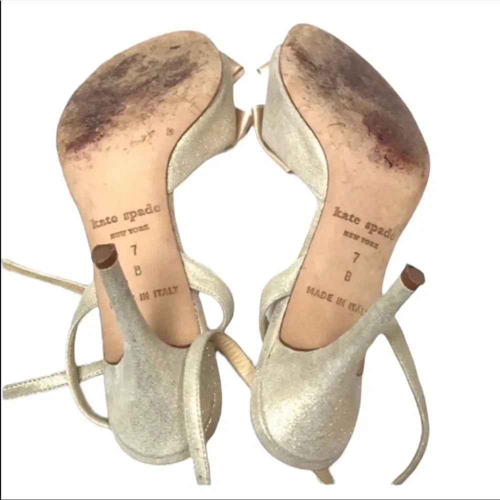 Kate Spade New York Gold Bow Heels Size 7